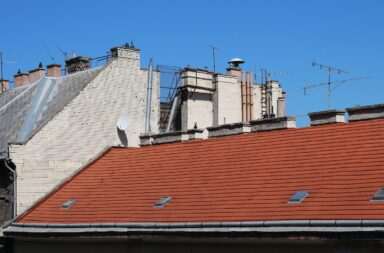 a building with a red roof